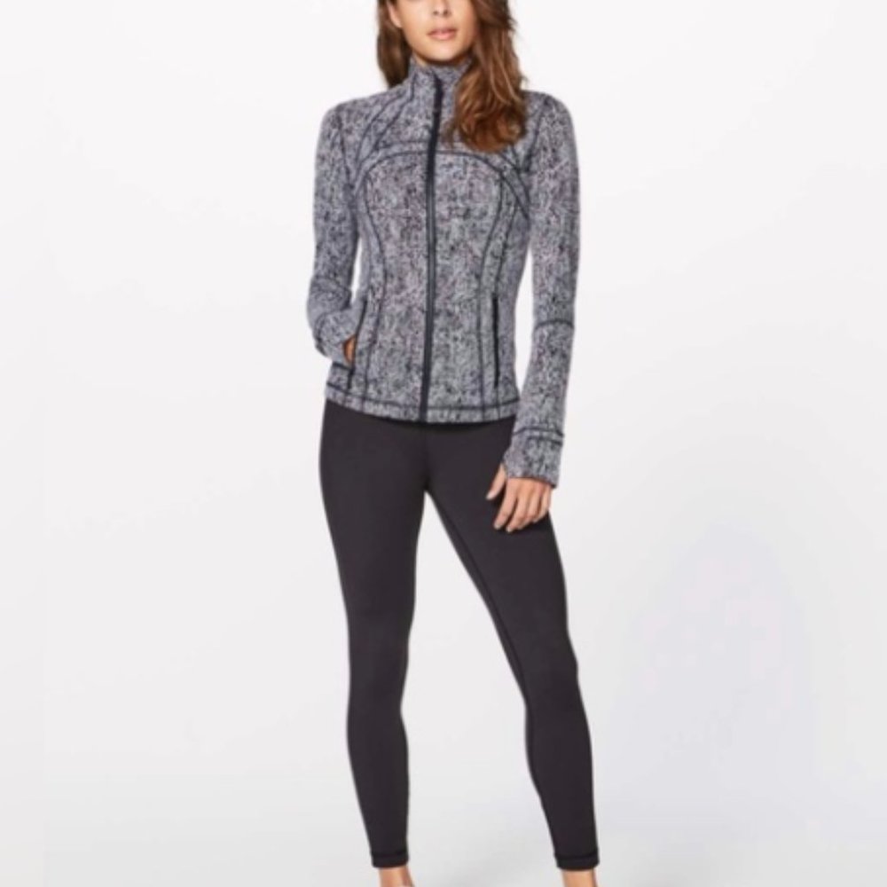 Lululemon Define Jacket Luon Irregular Denim Twill Black White Size 6